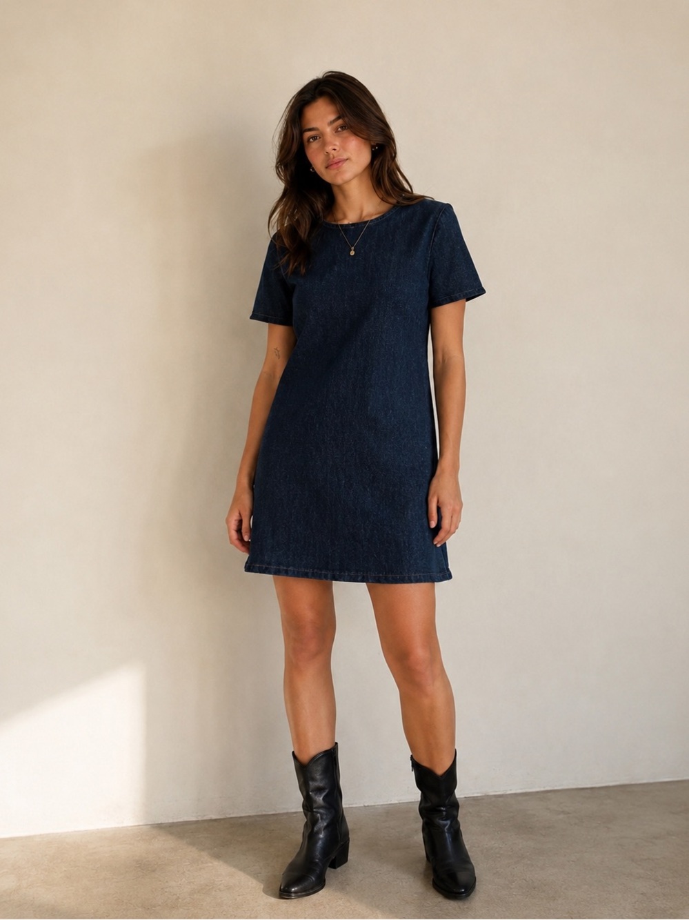 Abercrombie & Fitch Dark Denim Mini Dress - Navy